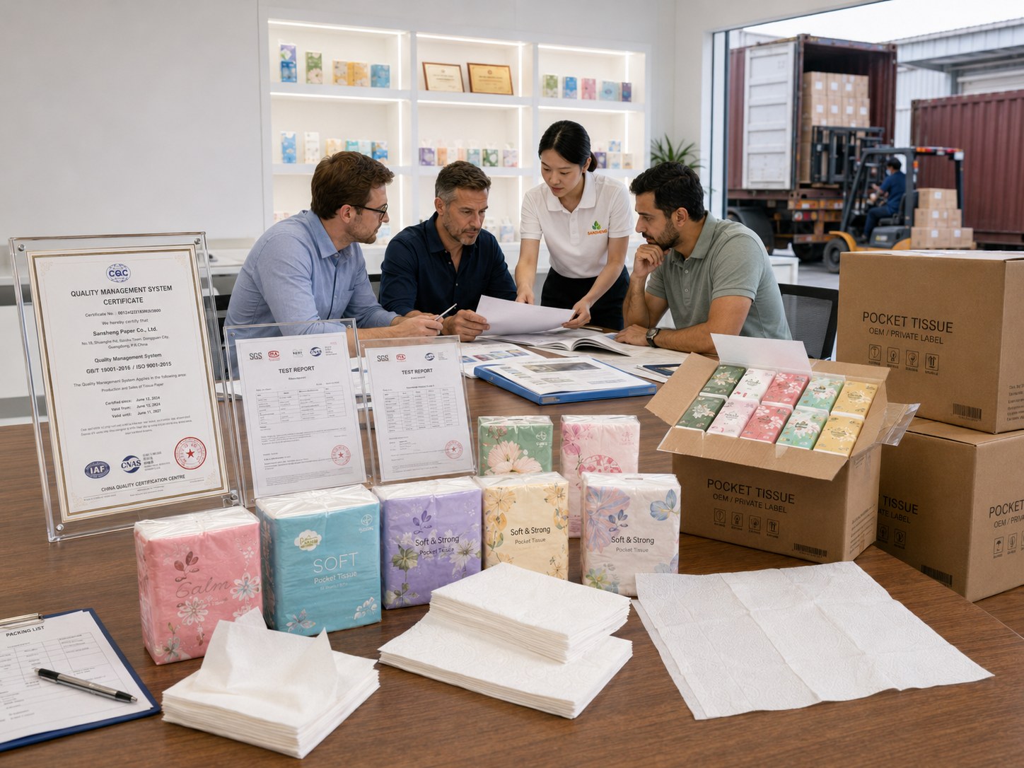 Pocket tissue manufacturer certifications and export supply support