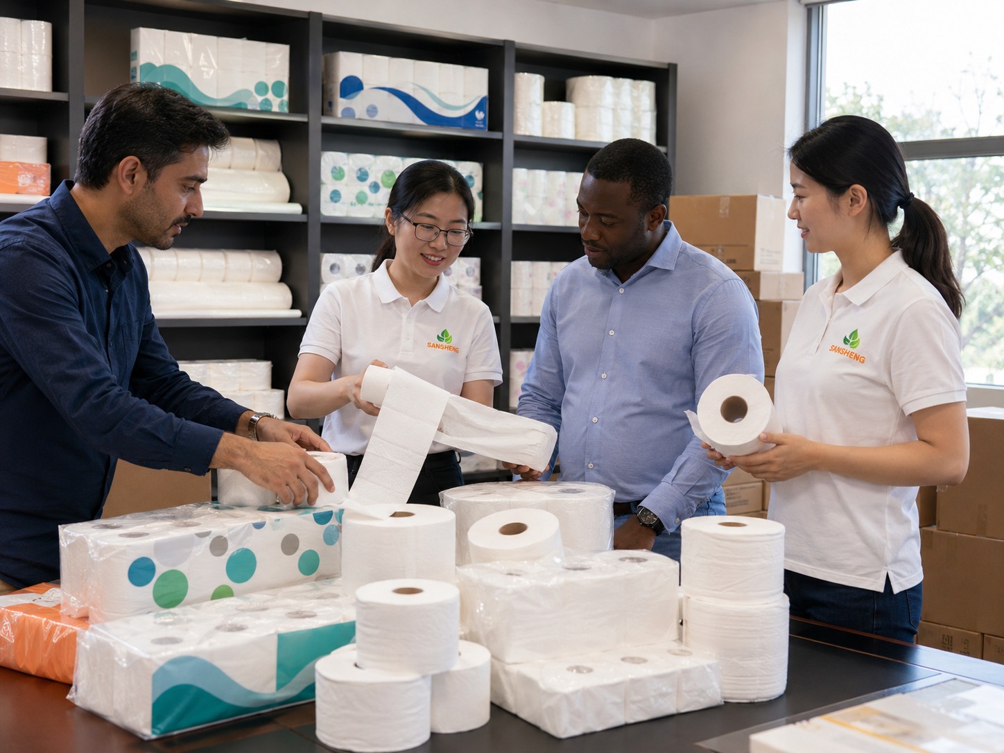 Retail toilet paper supply program for supermarket and retail channels