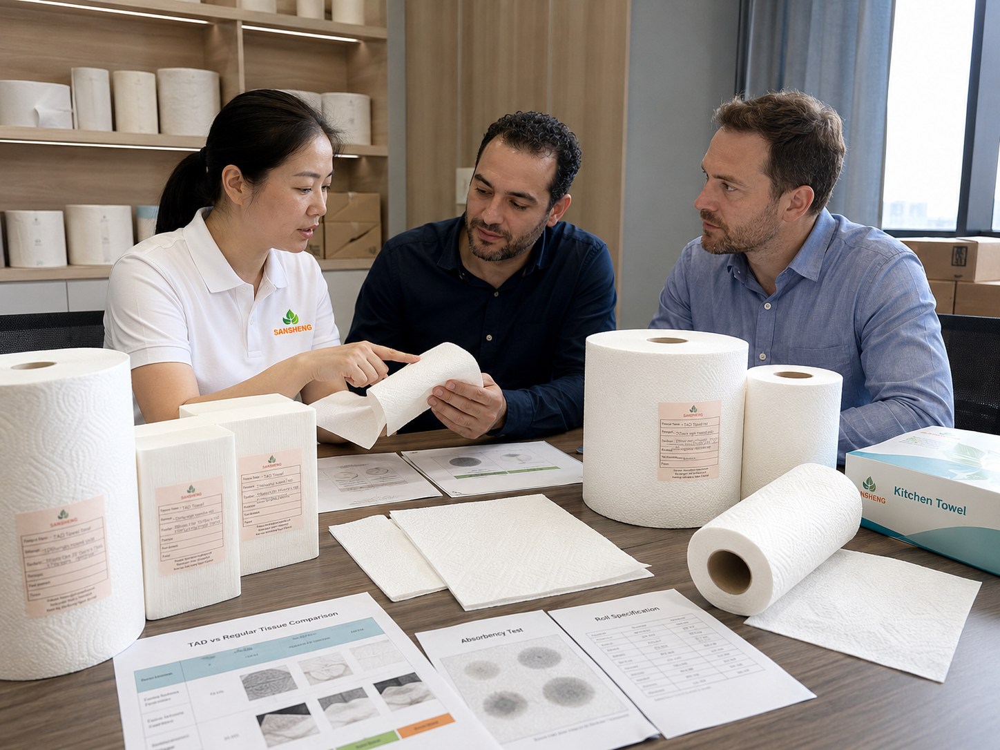 TAD paper supplier helping buyers solve absorbency softness bulk converting and premium tissue positioning problems
