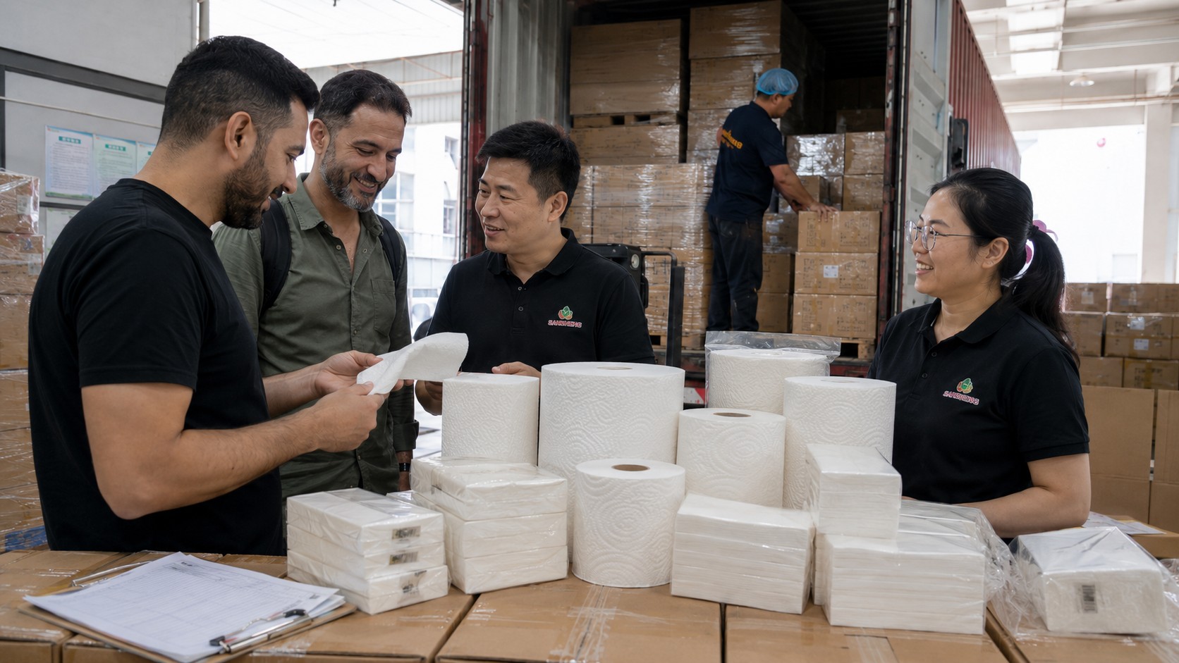 TAD paper manufacturer 40HQ mixed container loading after Canton Fair