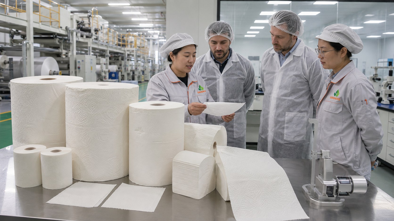 TAD paper towel manufacturer factory audit walkthrough with production line and QC lab inspection