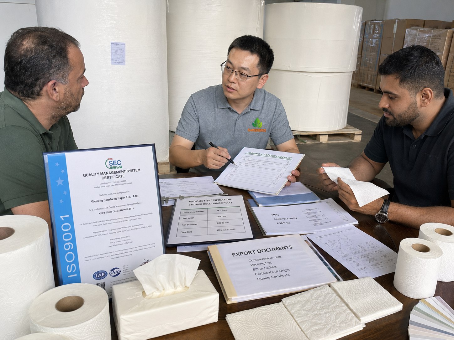 tissue mother rolls supplier certificates export support GSM roll width roll diameter packing documents and loading quantity