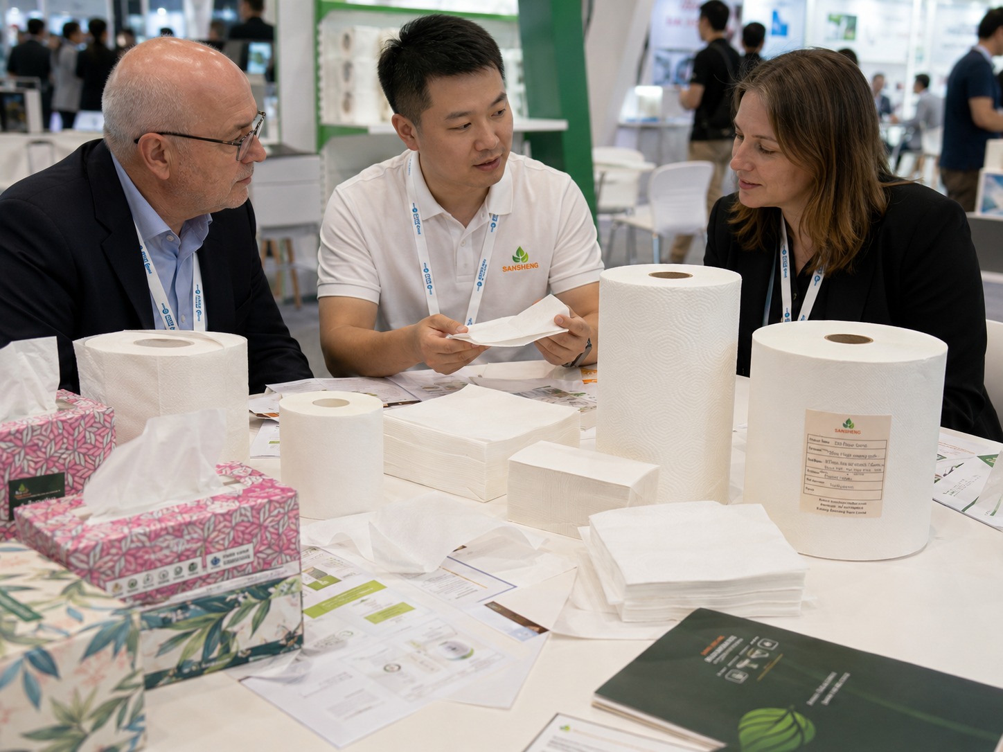 Tissue Paper Exhibition discussion table for bulk tissue paper buyers