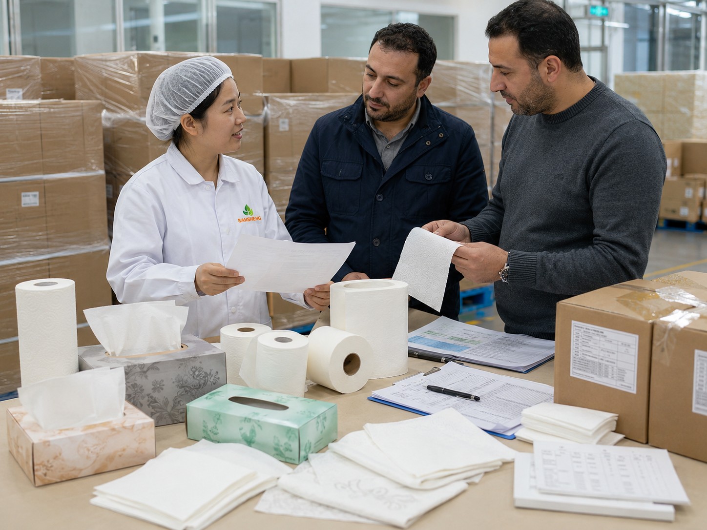 Tissue paper quality check and shipment record before export