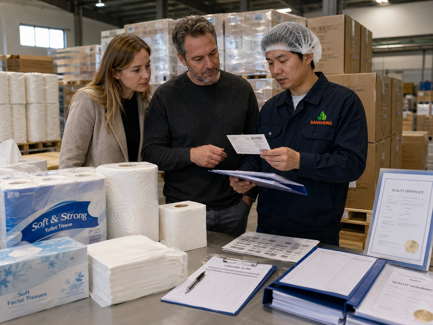 Tissue paper supplier for Europe logistics delivery carton planning and container loading support