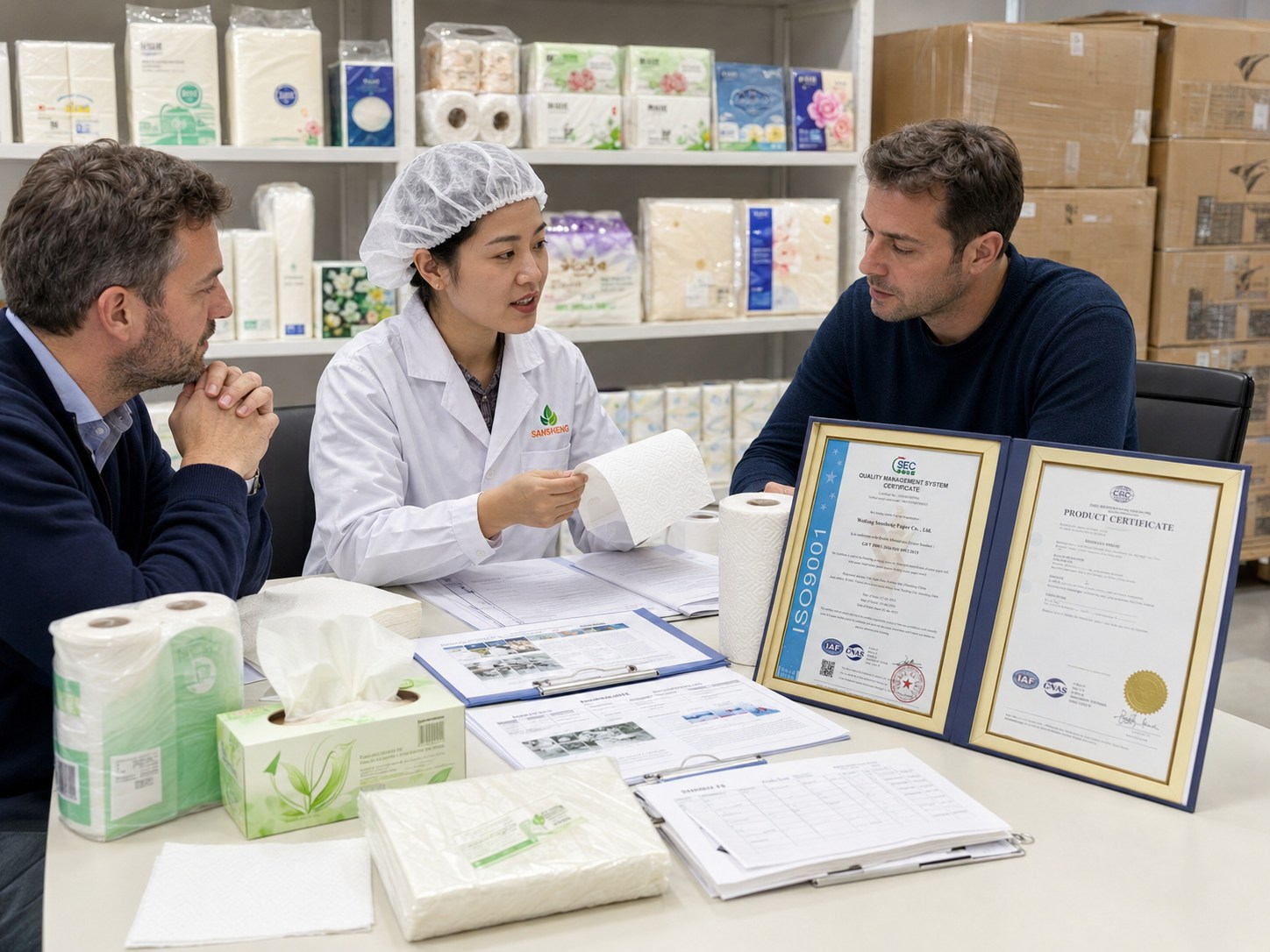 Tissue paper supplier for Europe supply evidence with samples documents packaging records and loading plans