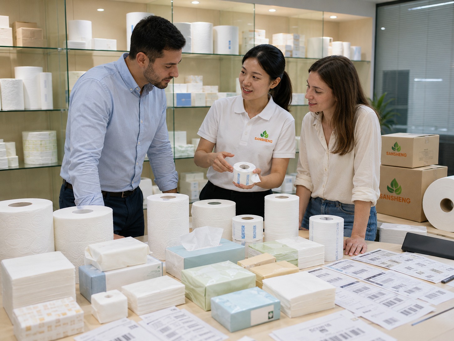 tissue product solutions OEM private label packaging support for toilet paper kitchen towels paper napkins facial tissue pocket tissue and neck ruffles