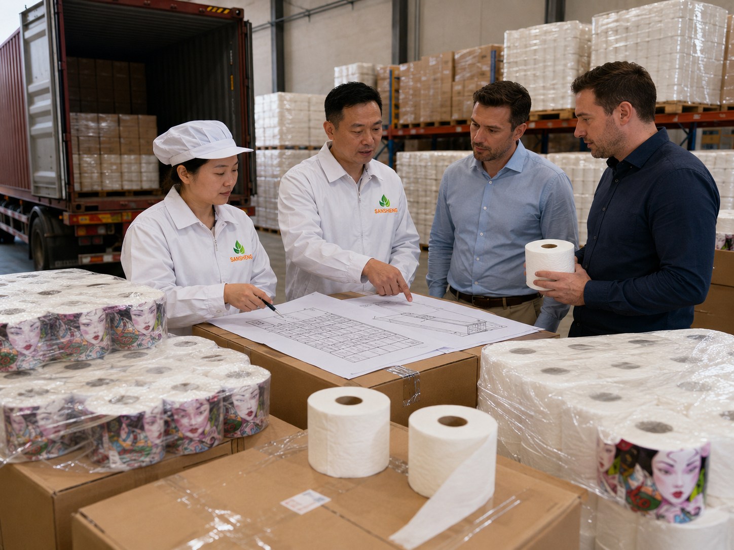 Toilet paper container loading plan export cartons and 40HQ loading optimization