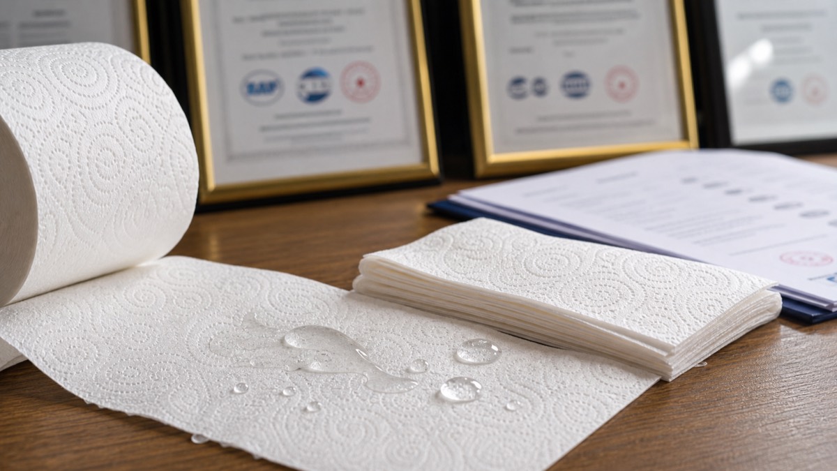 TAD tissue supplier certificates test report absorbency and embossed tissue sample
