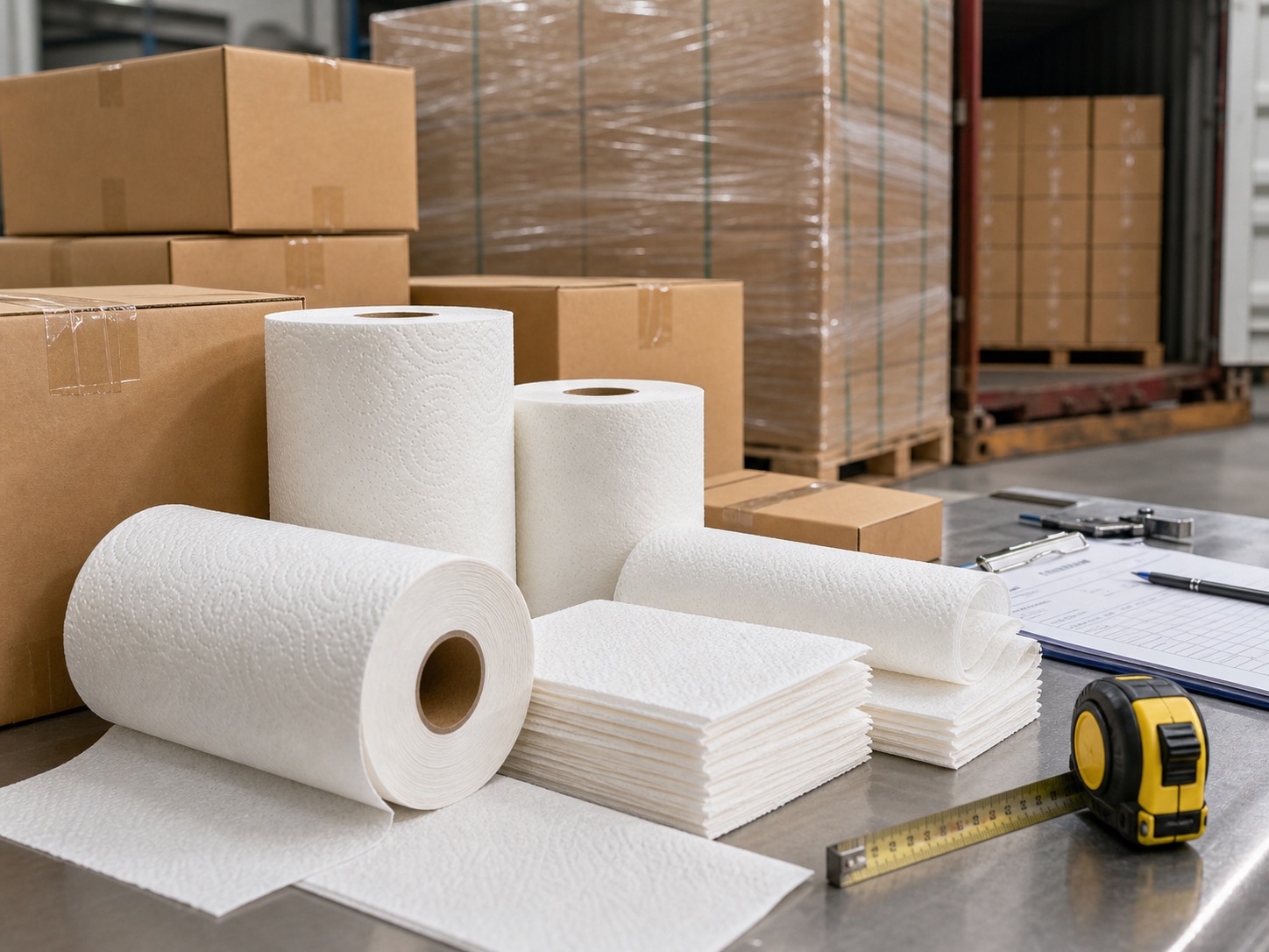 TAD paper towel 40HQ RFQ proof table certificate sample and export carton evidence