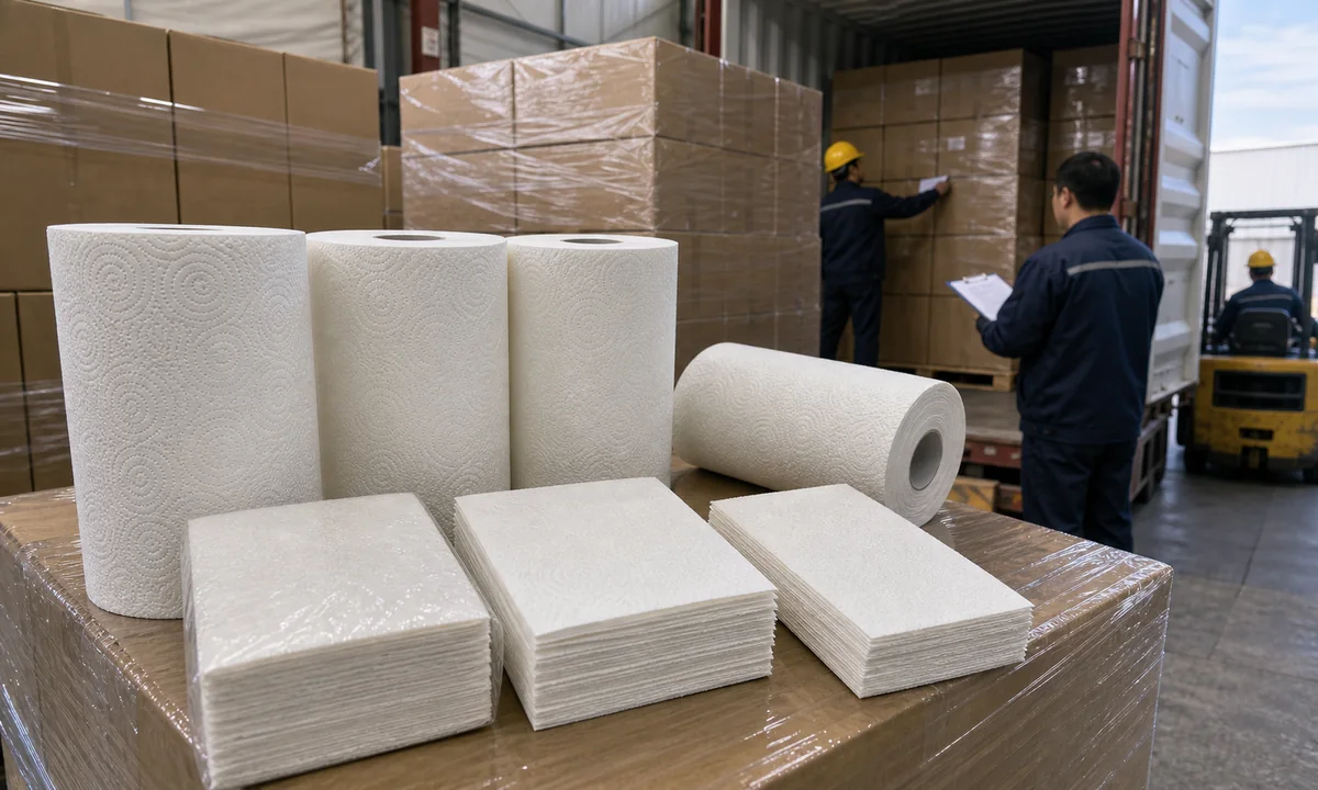 TAD paper towel cartons 40HQ warehouse application and buyer use case