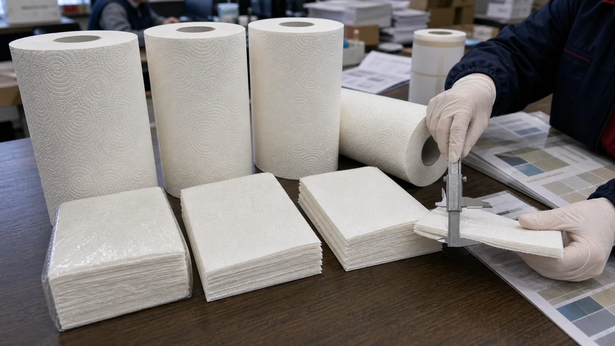 TAD paper towel MOQ product sample close-up for buyer inspection