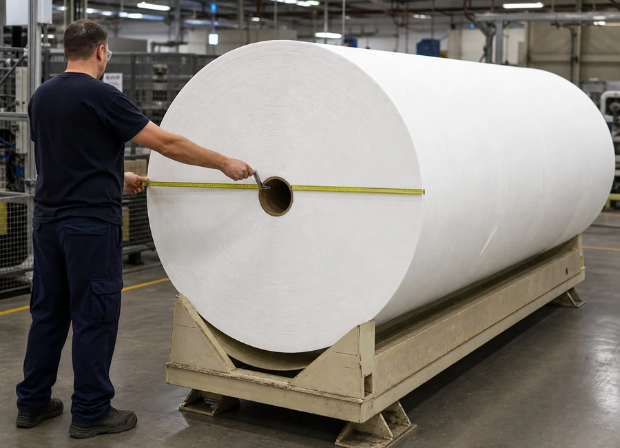 Airlaid roll width diameter core measurement