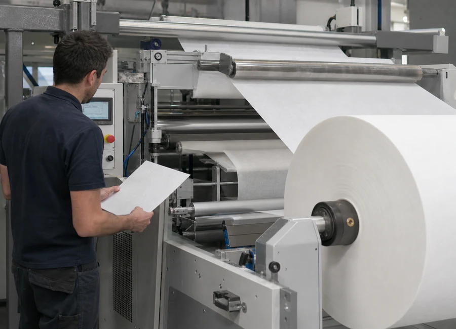 Airlaid paper controlled unwind and converting trial
