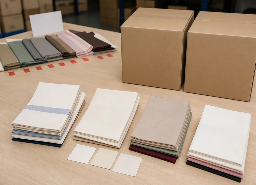 Shortlisted airlaid napkin samples and export cartons