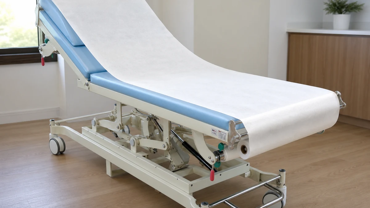 Medical couch rolls evaluated beside an examination couch and written specification