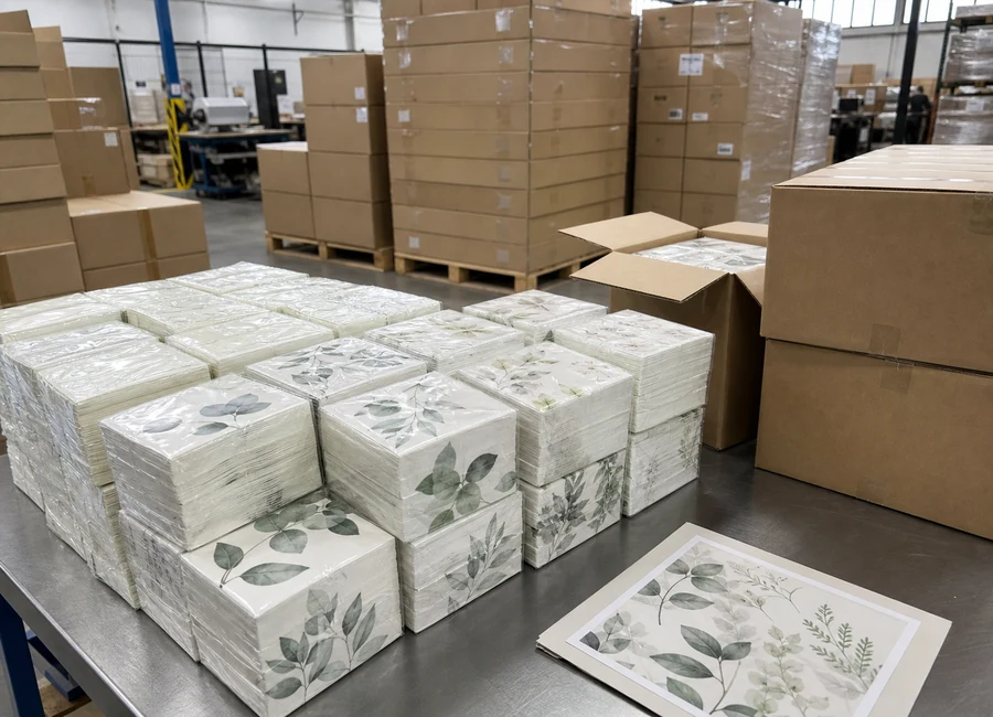 Custom printed airlaid napkin packs and export cartons