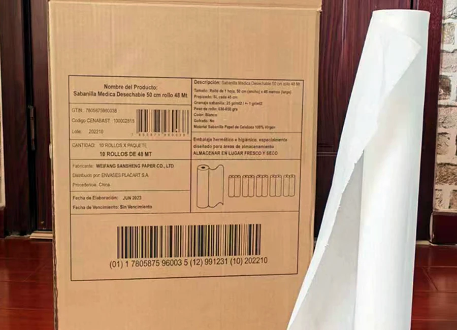 Disposable examination roll material and texture samples