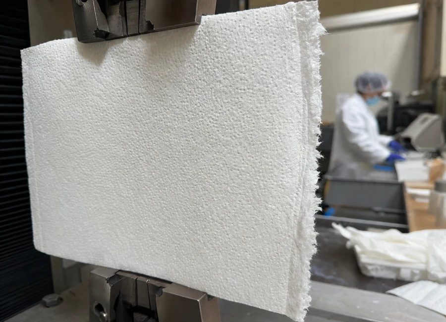 TAD tissue tensile and wet strength test