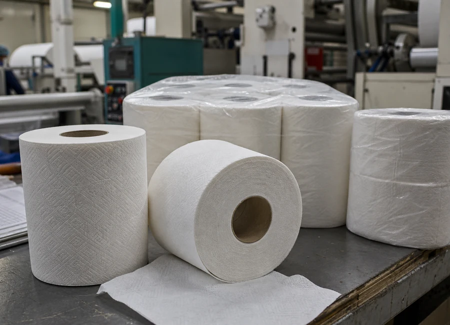 Kitchen towel roll geometry, firmness and pack comparison on a QC bench