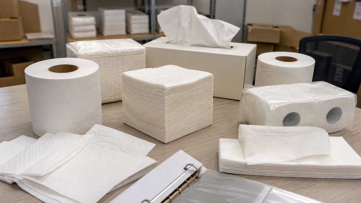 private label tissue supplier samples prepared for buyer review