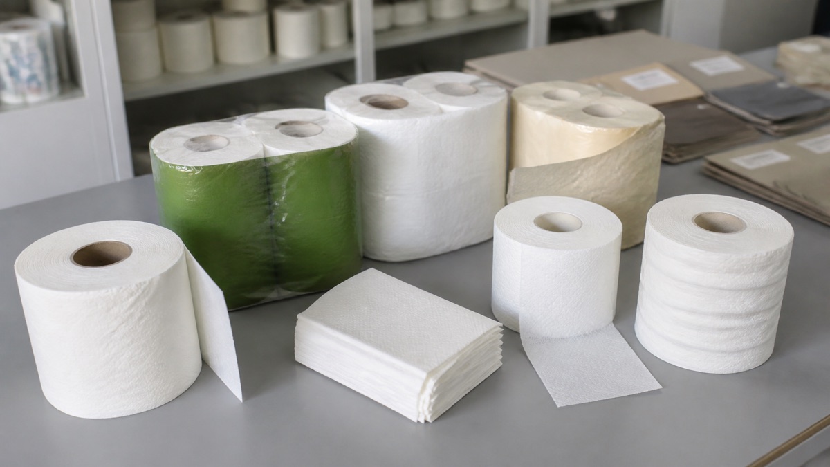 private label toilet paper samples prepared for buyer review