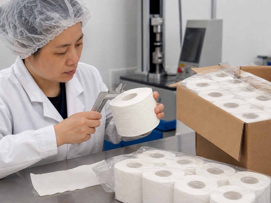 private label toilet paper qc review for test the carton and retail pack together