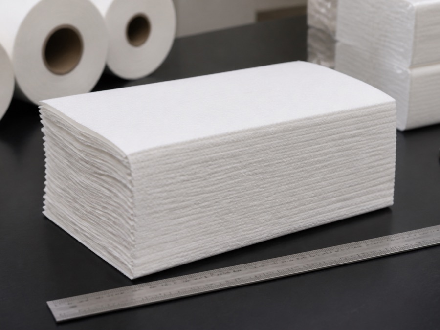folded paper towel comparison for measure the complete towel stack