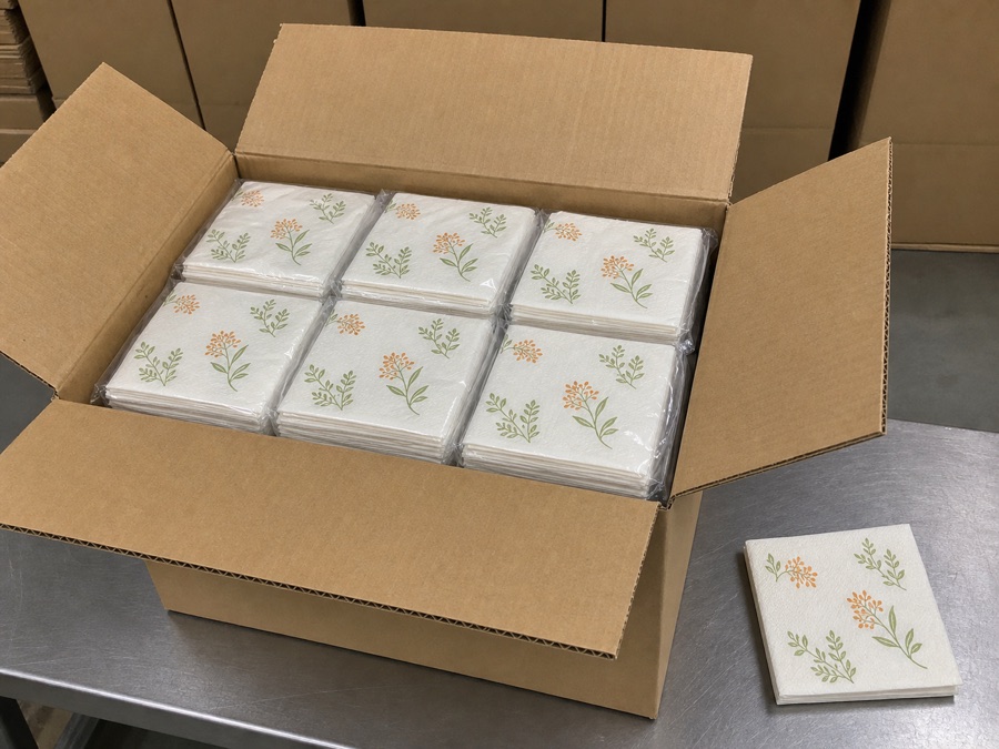printed paper napkin packing for build traceability into repeat orders