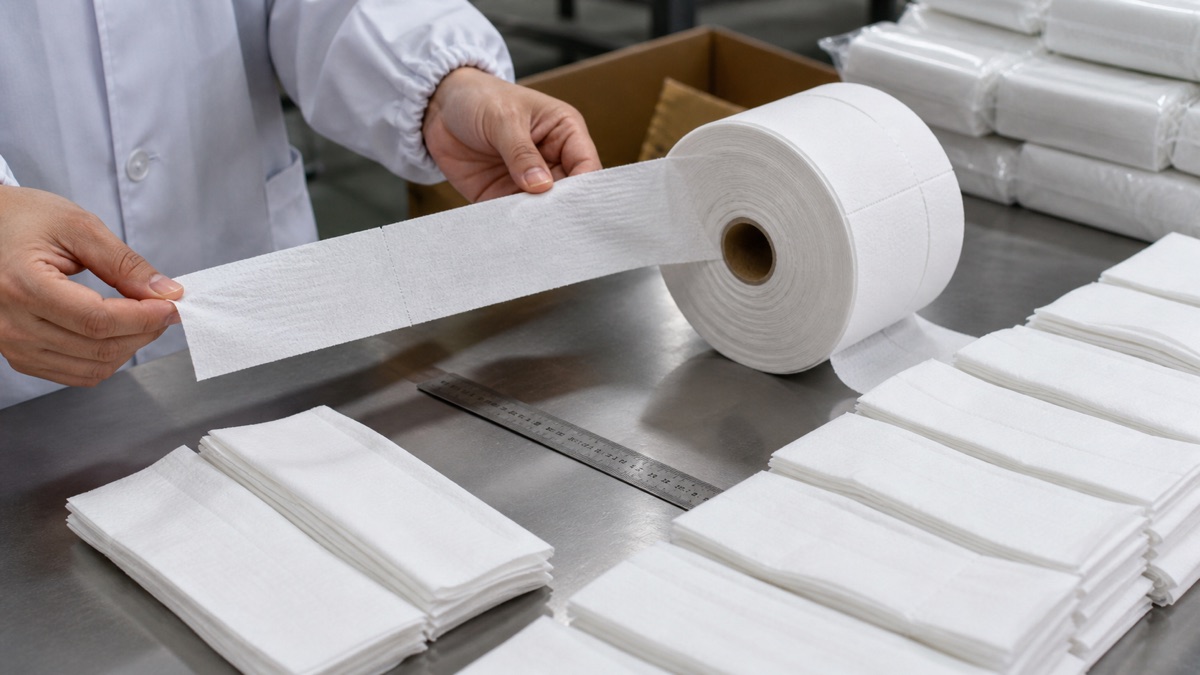 Barber neck strip manufacturer samples prepared for size, stretch and packing checks