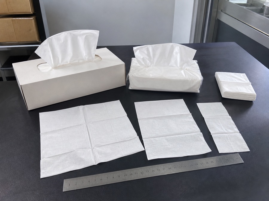 Facial tissue sheets from box, soft-pack and pocket formats compared by size