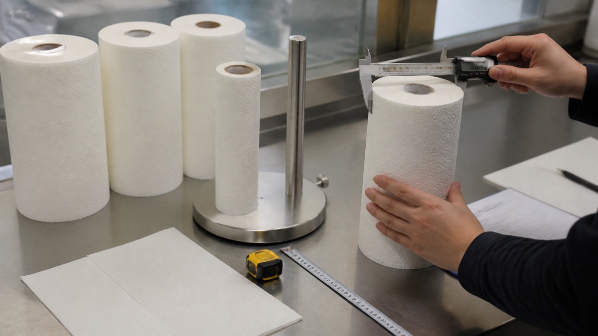 Kitchen paper towel manufacturer samples measured for dispenser fit