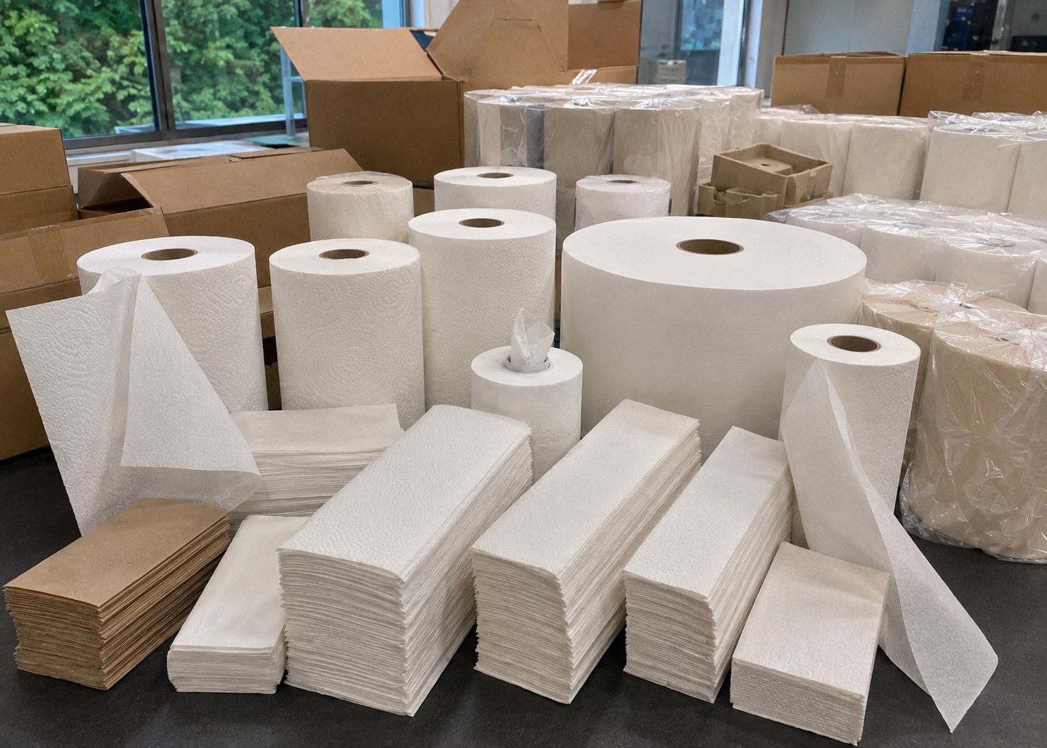Paper Towels Supplier production line for bulk kitchen rolls and folded hand towels