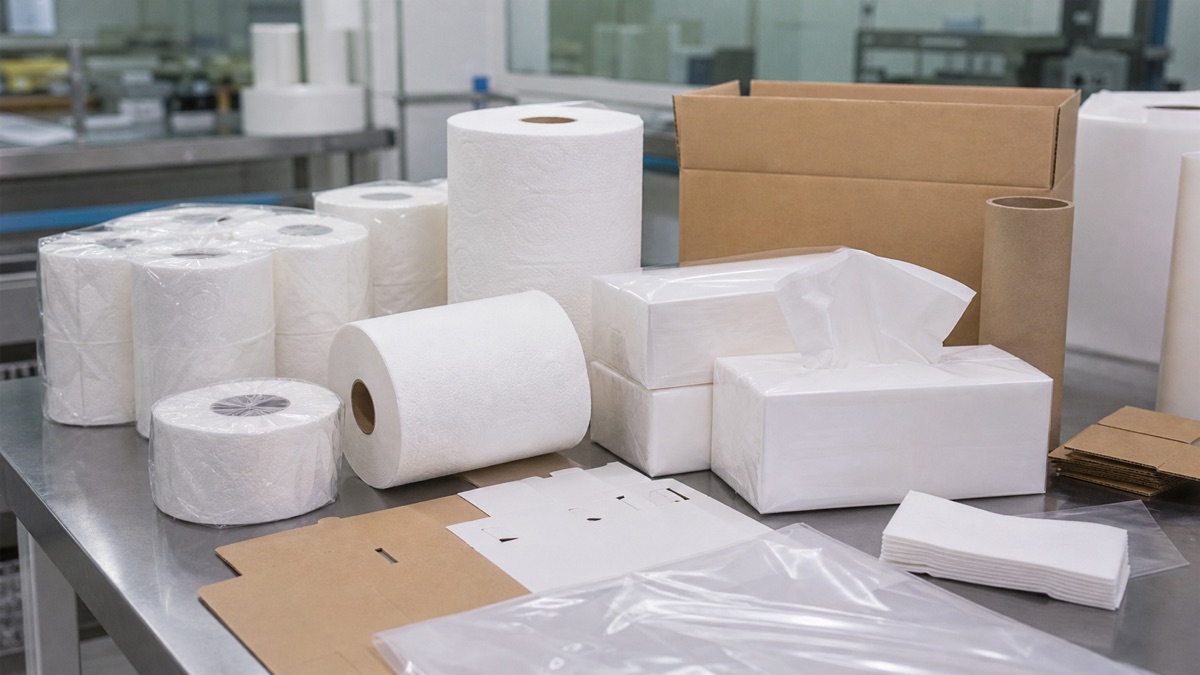 Private label tissue supplier samples with separated packaging components
