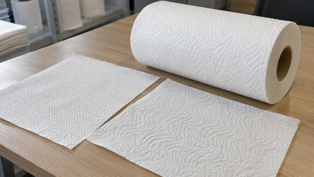 TAD paper supplier samples: textured tissue roll and sheet specimens
