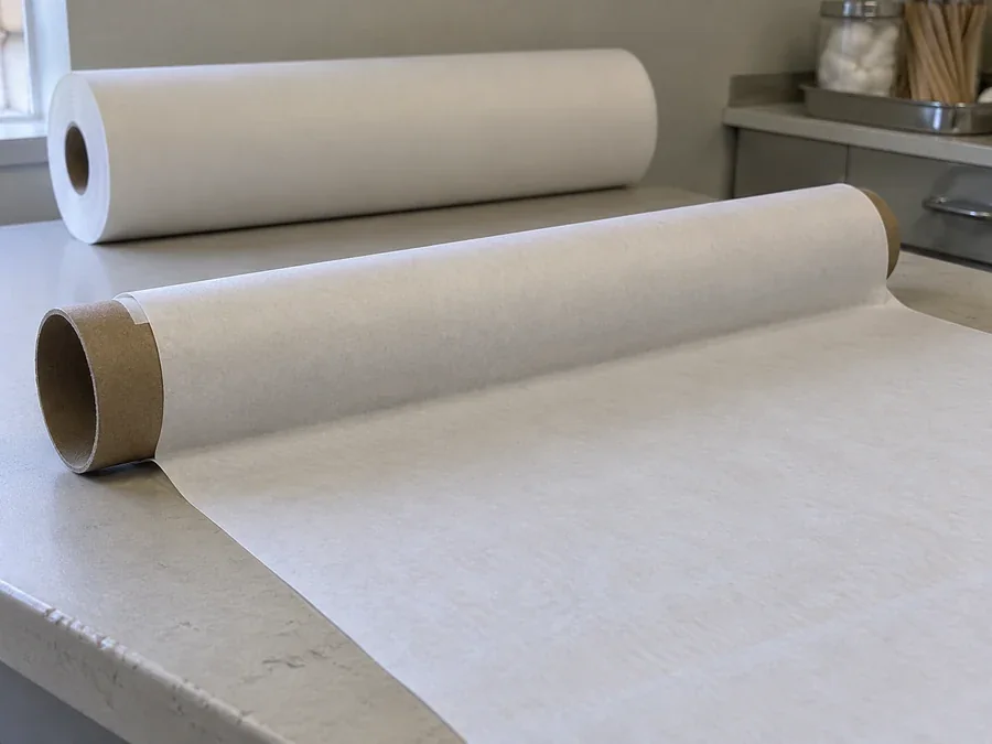 Examination paper unwound near its cardboard core